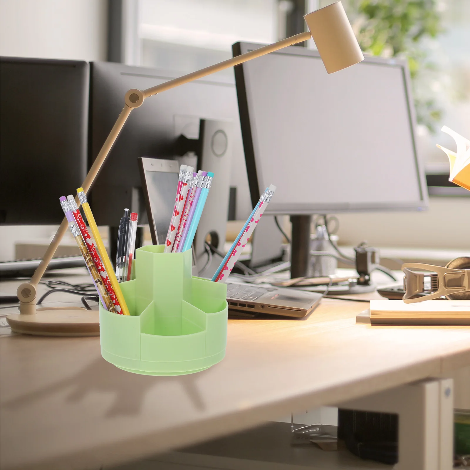 

Desk Pen Holder Rotating Stationery Rotation Cup Storage Green Office Organiser for