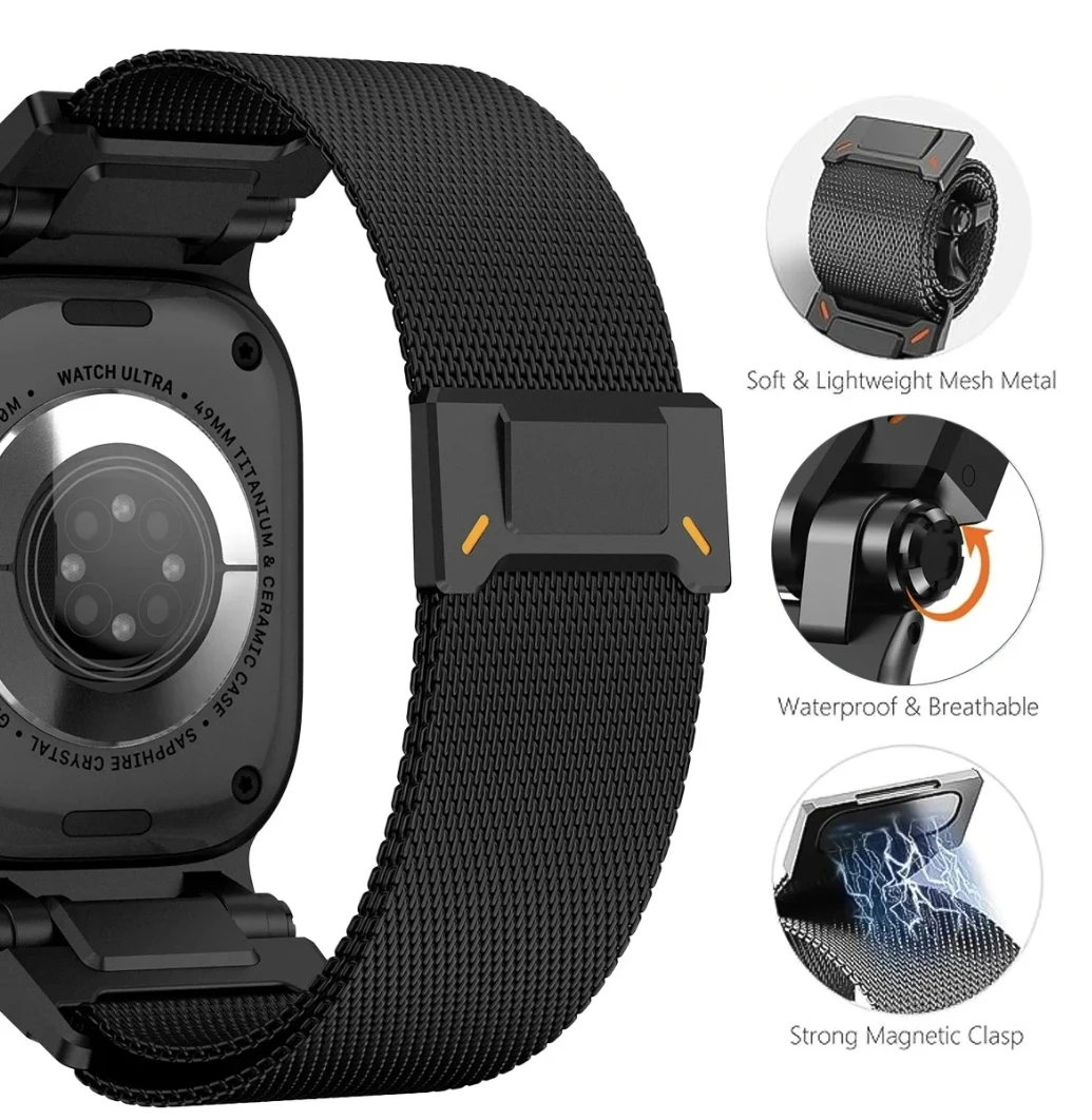 Milanese حلقة حزام ل HK10 Ultra3 ساعة ذكية HK9 Pro Max Ultra2 49 مللي متر HK8 S28 DT8 Plus S9 DW99 سوار معدني من الفولاذ المقاوم للصدأ #2