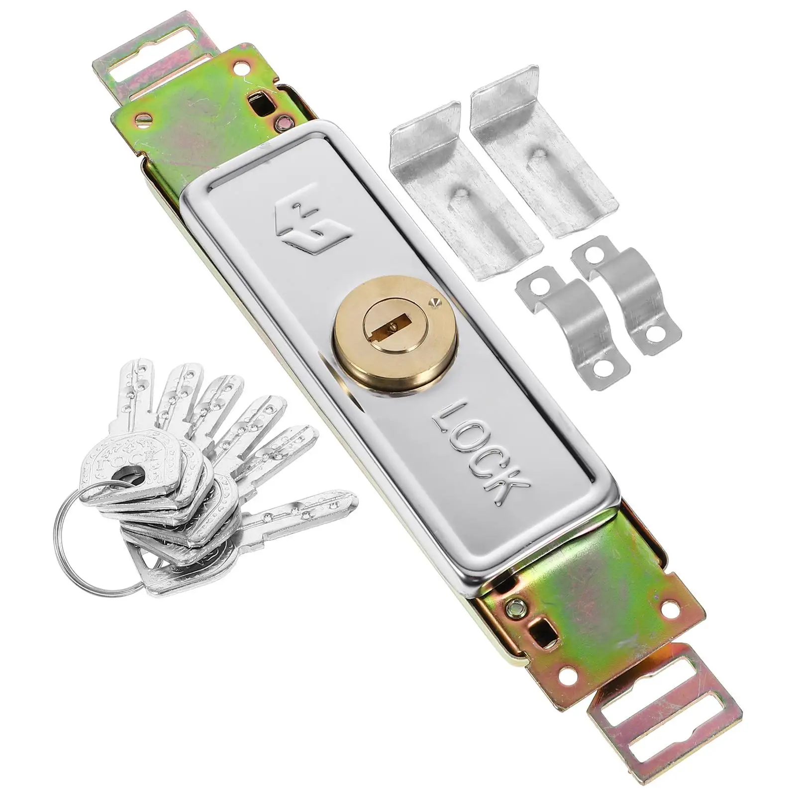 Roller Door Shutter Latch Shutter Door Lock With Keys Garage Warehouse Vertical Keyway Copper Cylinder Anti Theft Durable Metal