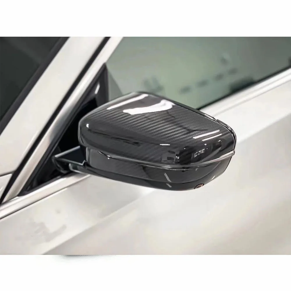 2 قطعة ألياف الكربون الجانب مرآة الرؤية الخلفية غطاء لسيارات BMW 3 5 7 G11 G20 G21 330i 330d 340i G30 G31 530d 530i 520d 525i G32 2019 2020 #4