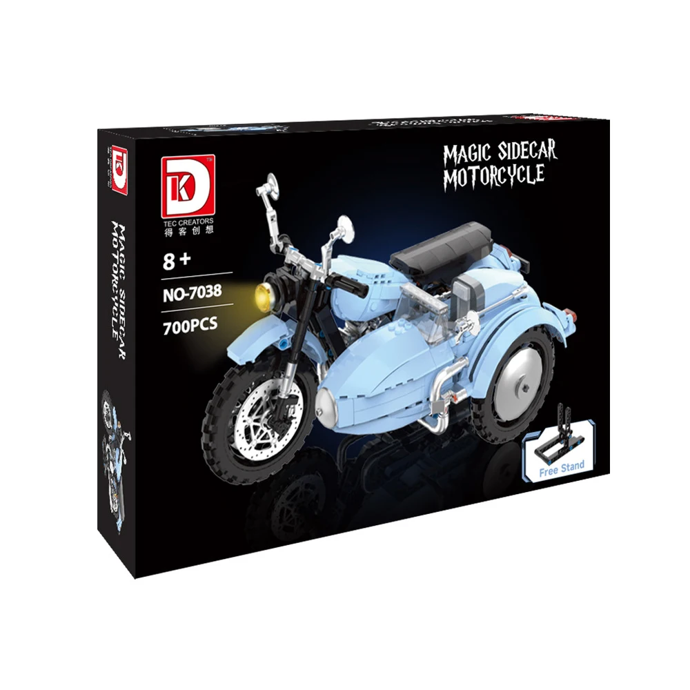 IN STOCK 7038 MOC Creativity Hagrid Sidecar Motorcycle Building Blocks Tricycle Bricks Model Toys for Boys Christmas Gift Set