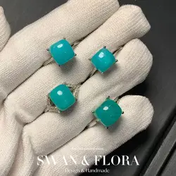 Natural Amazonite Ring Adjustable Female Ring Jewelry for Women Gift Wholesale High Quality Vintage Fine