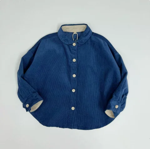Kids Blouses Spring New Corduroy Baggy 2026 Fashion Korean Long Sleeve Simple Style Casual 4