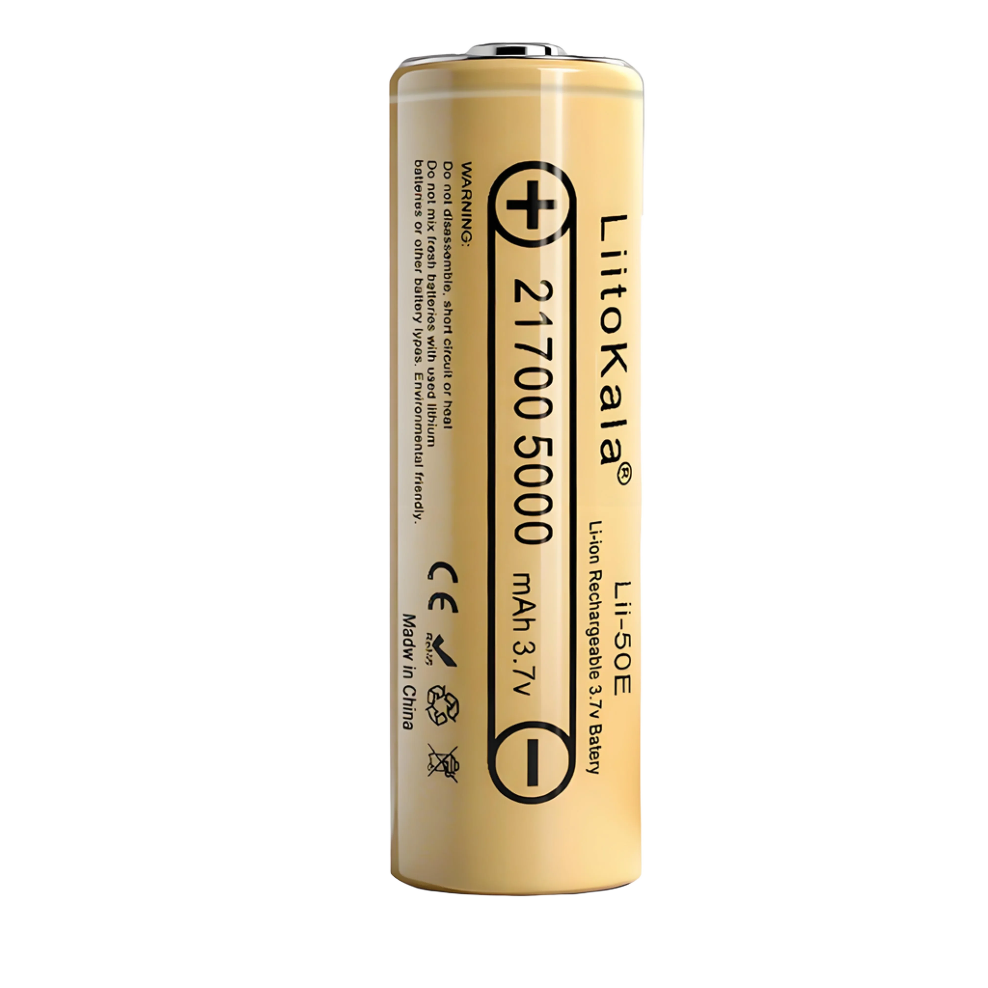 LiitoKala Lii-50E-JT 3.7V 21700 5000mAh Li-lon Rechargeable Battery 15A Power Discharge
