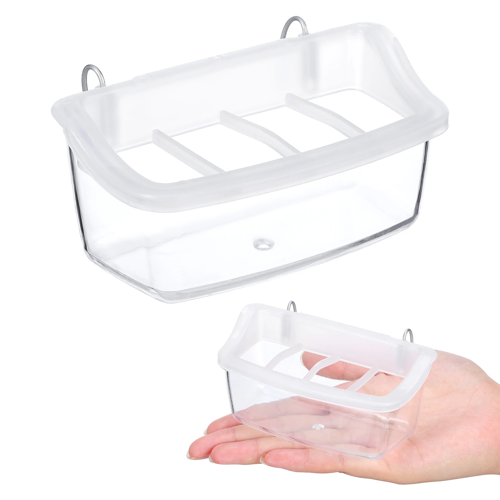 

2pcs Bird Cage Food Bowls Parrot Cage Feeders Plastic Bird Food Feeding Containers Bird spill-proof Splash-proof Feeder For Bird