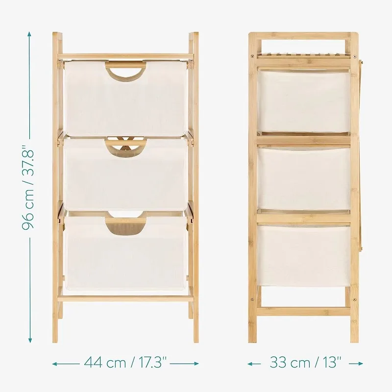Bamboo Bathroom Towels Clothing Bags Laundry Baskets Baskets Laundry Storage & Tissue with 3 Layers and Wheels