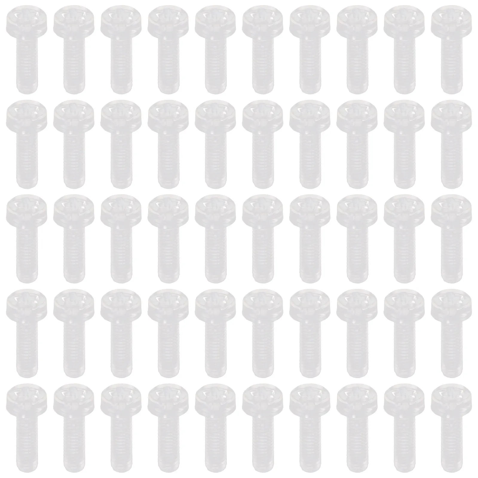 50Pcs Plastic Screw Set Round Head Cross Recessed Clear Lightweight Non Deforming Insulated Fasteners for Hardware Fixing DIY