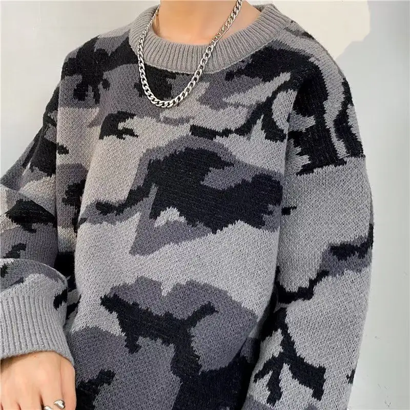 

Повседневный свободный мужской вязаный свитер, осень-зима, волнистый полосатый узор, модное полиэфирное волокно, застежка-молния, длинный све...