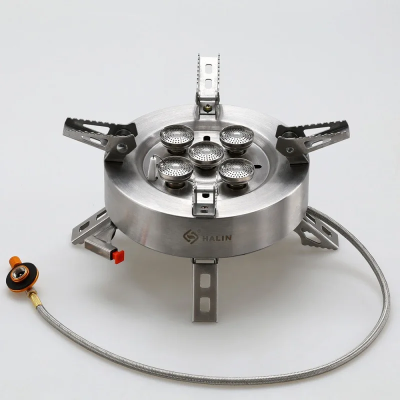 

Outdoor picnic stove May stove five-head stove fire stainless steel gas split windproof burner