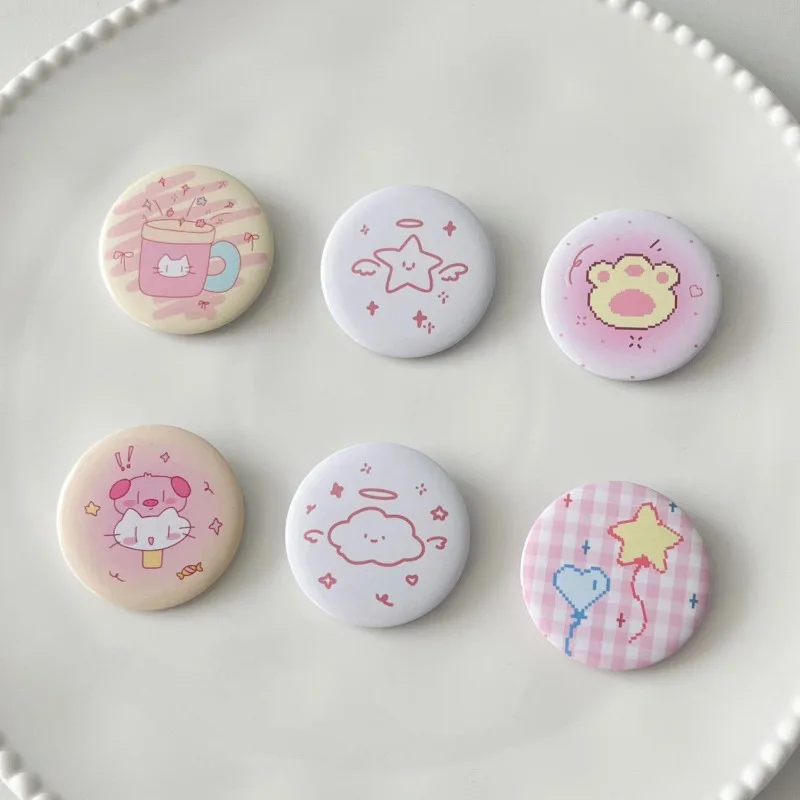 6pcs/set 45mm Cute Cartoon Mini Enamel Pins Kawaii Badges for Bag Denim Jacket Scrapbook Journal Girly Collectible Badge Pins