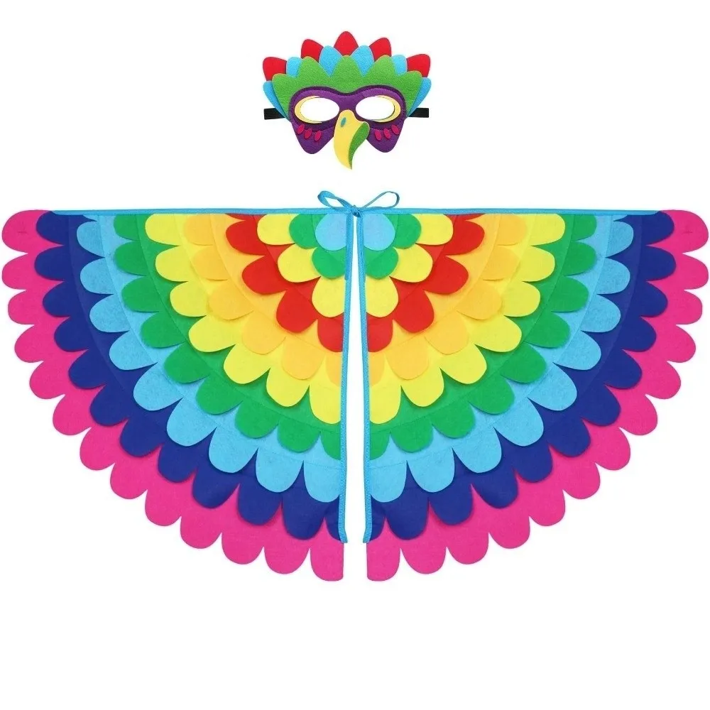 

Cute Felt Cloth Halloween Cloak with Mask Bird Wings Robe Halloween Children Costume Owl Cosplay Cape Mask Set Costume Ball
