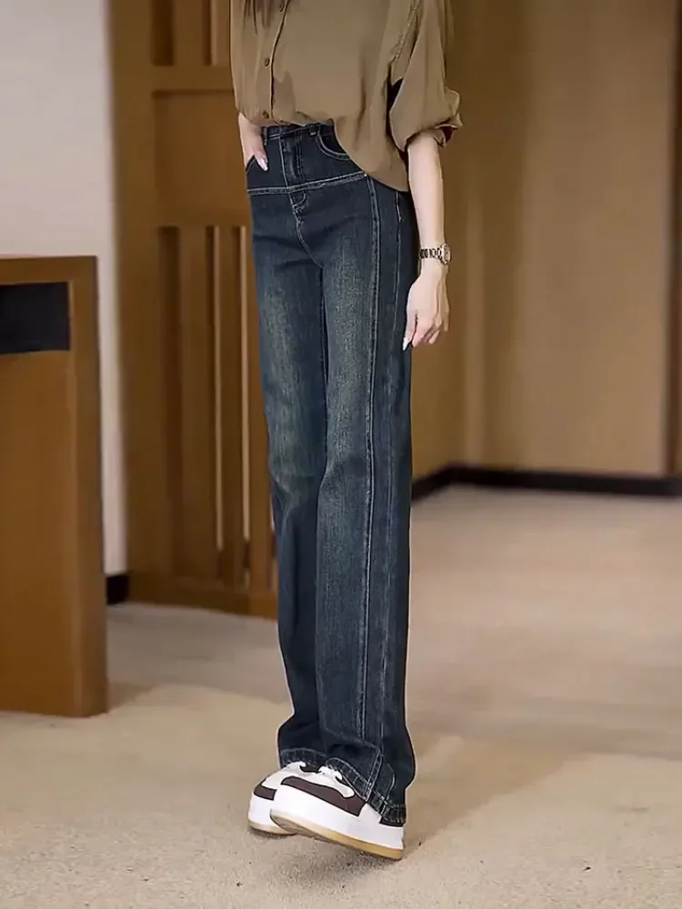 

Y2k Jeans Large Size Loose Narrow Version Straight Leg Women Jeans 2023 New Pear Shape High Waist Slimming Elastic Women Pants