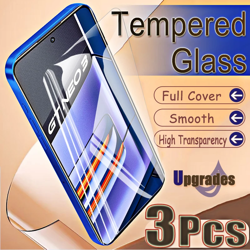 Upgrade 3PCS Fingerprint-Unlock Schützen Gehärtetes Glas Für Realme GT Neo 3 Neo3 Anti Explosion Screen Protectors film Volle Abdeckung