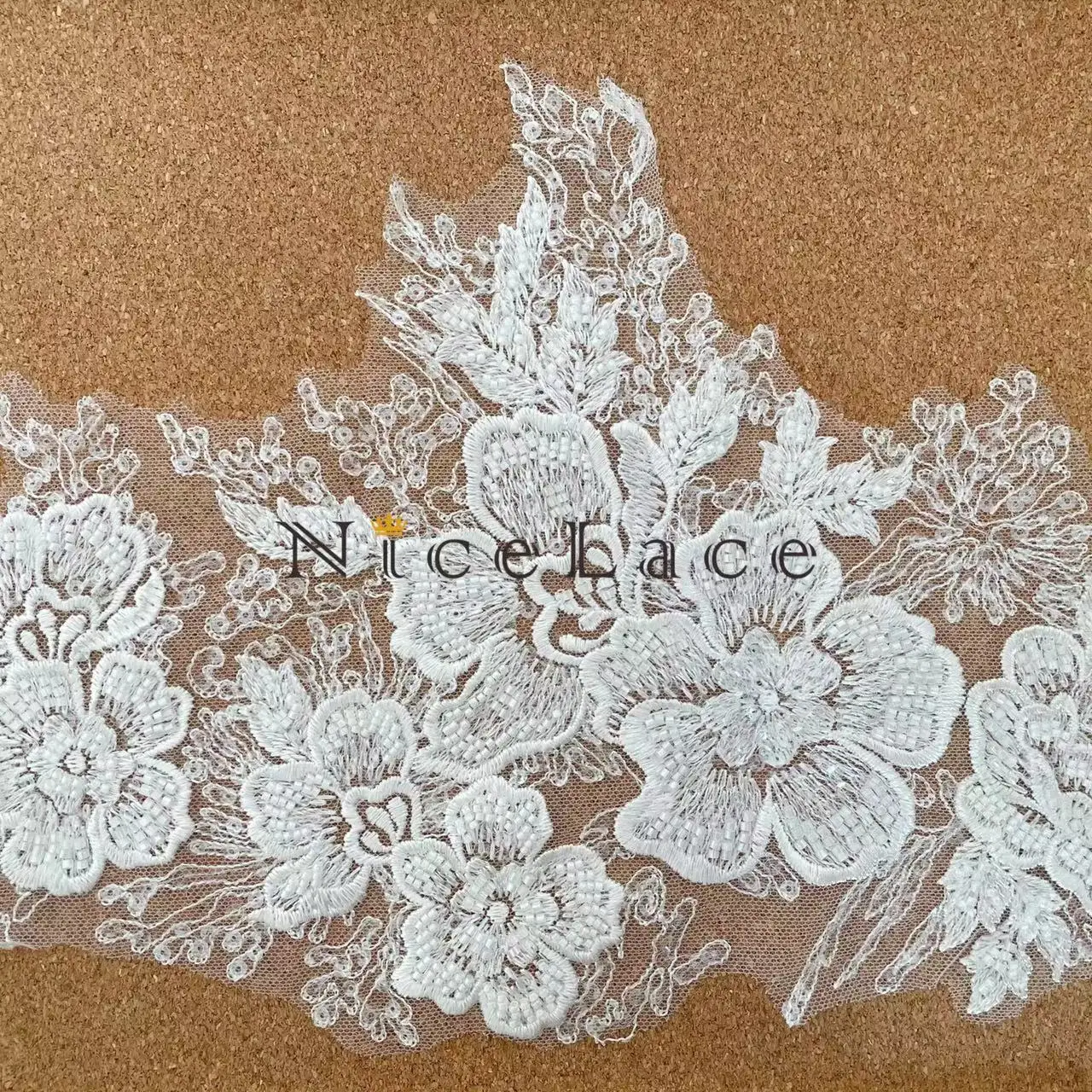 5Yard/Lot NiceLace Embroidery Trims Exquisite Lace Border Fabric With Beads Sequins Wedding Dresses Edge And Bride Bridal Veils