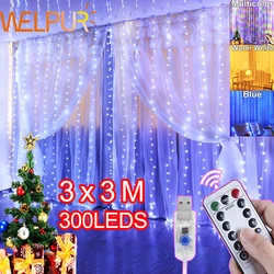 3M LED Solar Garland Curtain Lights USB Festoon LED Lights Fairy Light Ramadan Christmas Tree Decoration 2023 Bedroom Room Decor