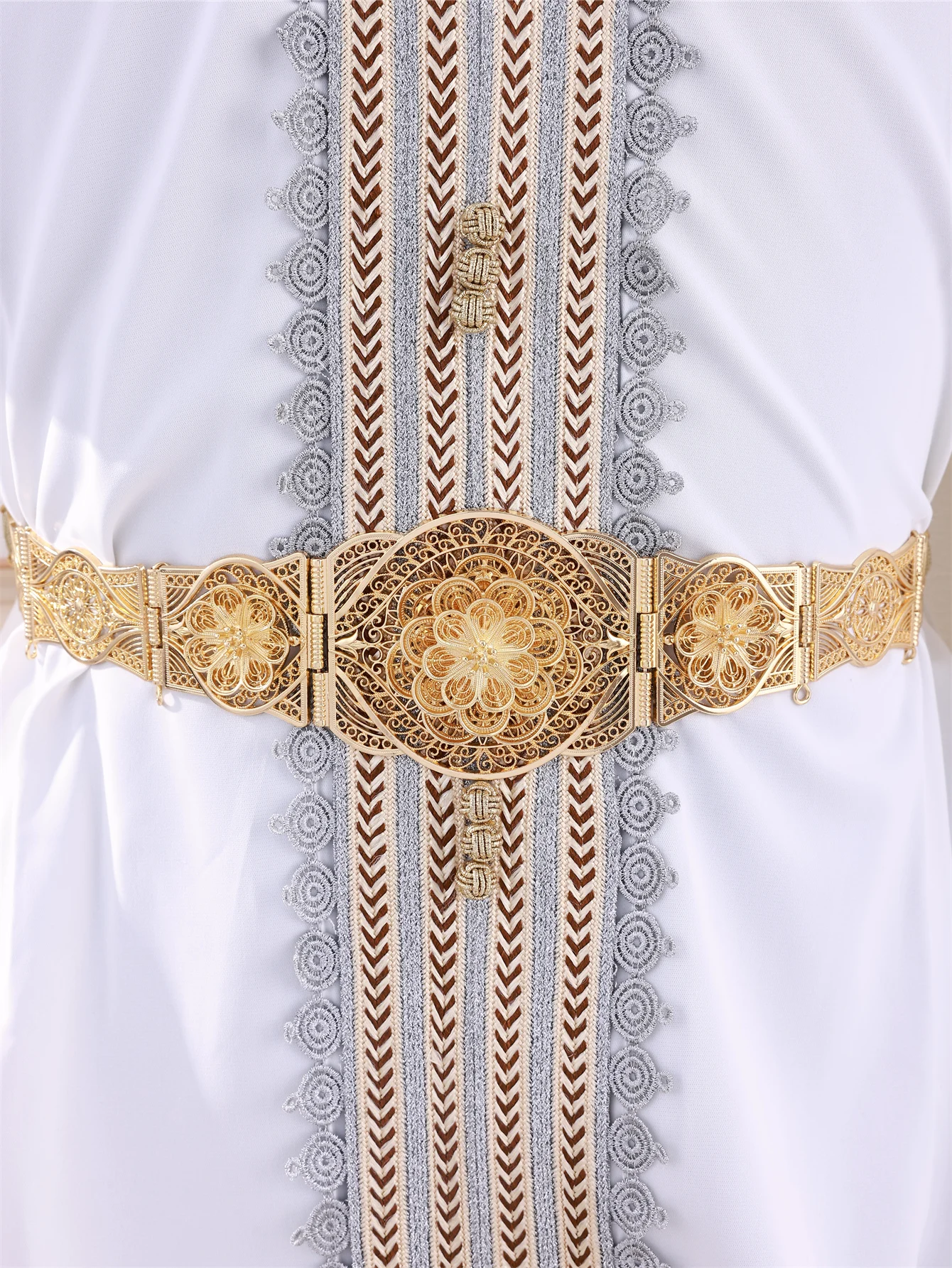 花柄デザインの合金製レディースベルト、サイズ調整可能なレディースジュエリーアクセサリー、結婚式-パーティー用ベルト、女性へのギフト