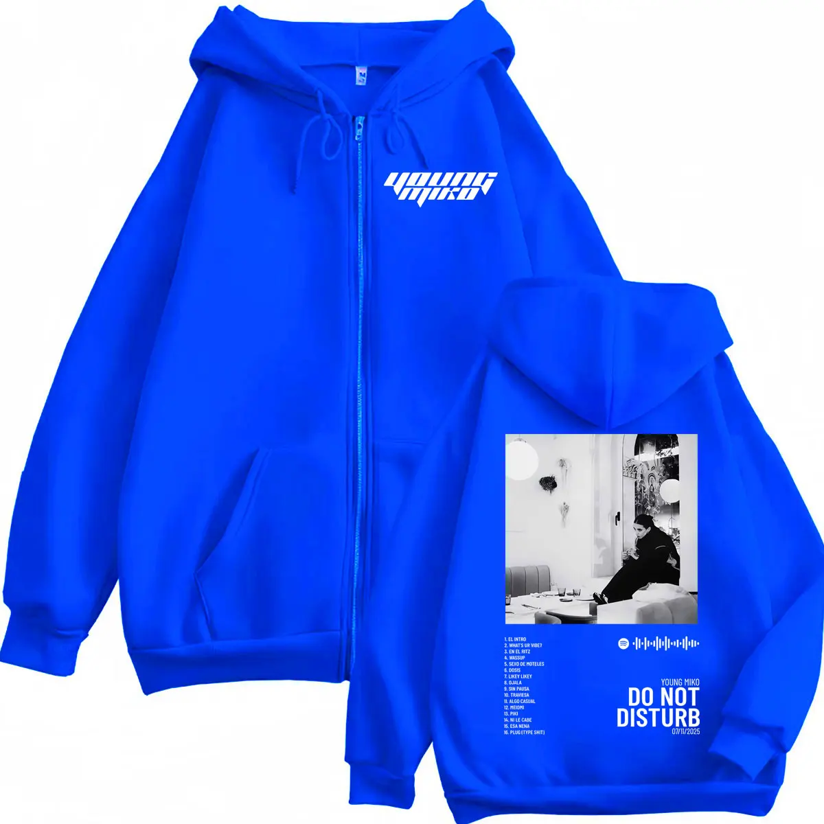 Young Miko Do Not Disturb Album Poster Grafik Zipper Hoodie Hip Hop Vintage Zip Up Pullover Männer Frauen Casual Lose Sweatshirts
