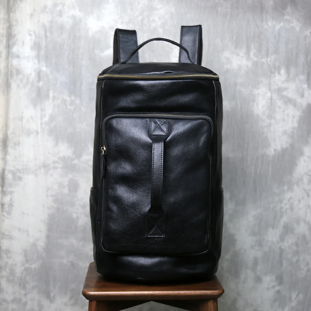 Handmade Retro Leather Shoulder Bag With Layered Cowhide Portable Casual Travel Bag Large Capacity Trendy Bucket Bag Backpack
