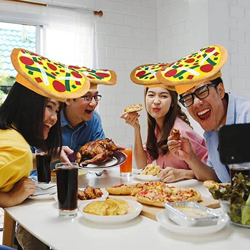 Men Women Novelty Funny Pizza Hat for Carnival Dramas Accessories Cosplay Props Party Headgear for Adults