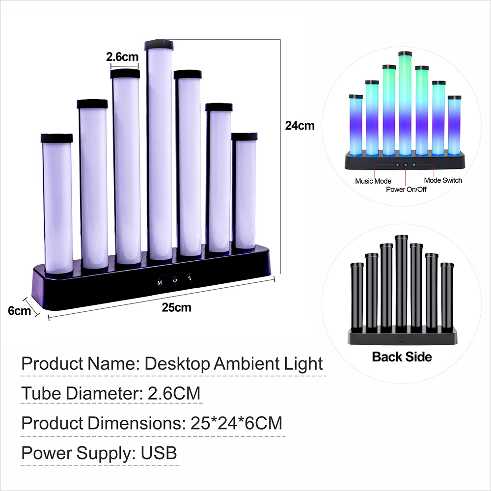 USB 5V WS2812 RGB LED Gaming-Ambientelicht Computer-Desktop Schallaktiviertes Rhythmuslicht Desktop-Dekoration für Studium & Schlafzimmer 5V