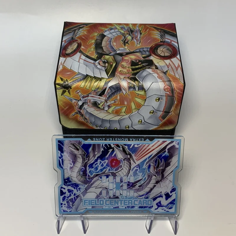 Yu Gi Oh Card Box Diy Proto-Cyber Dragon Anime Game Ocg Tcg Ptcg Trading Card Storage Box Pu Leather Collection Box 100+