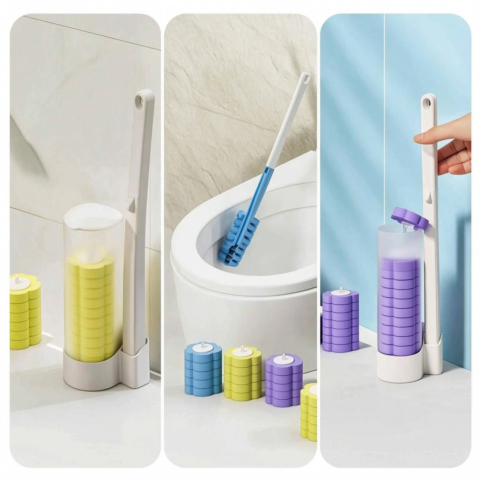 6 Pieces Disposable Toilet Brush Head Layered Toilet Brush Replacement Head Multi-Surface Daily