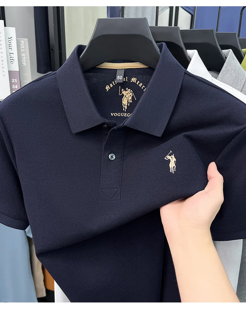 High-End 100% Baumwolle Kurzarm Polo Shirt Sommer Mode Luxus Marke Pony Stickerei T-Shirt Business Freizeit Golf Herrenkleidung – Detail 27