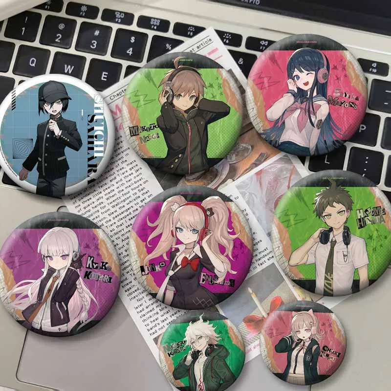 Anime Game Danganronpa Snap-in Brooch on Bag Makoto Naegi Celestia Junko Kyoko Badges Jewelry Pins Accessories Collectible Gifts