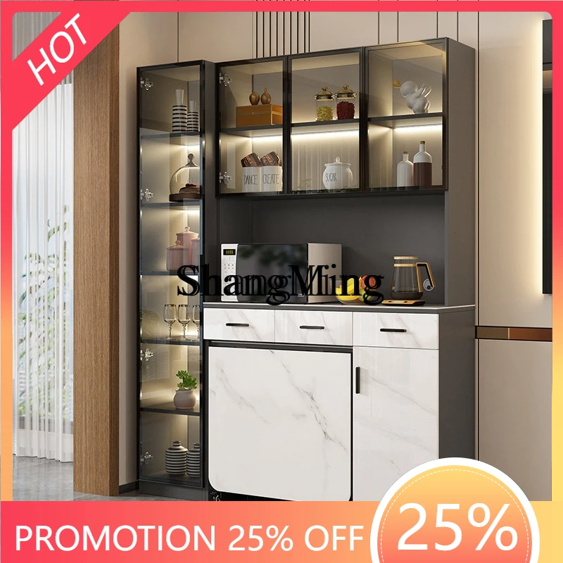 

SM luxury rock slab dining side cabinet integrated against the wall home guest restaurant folding dining table