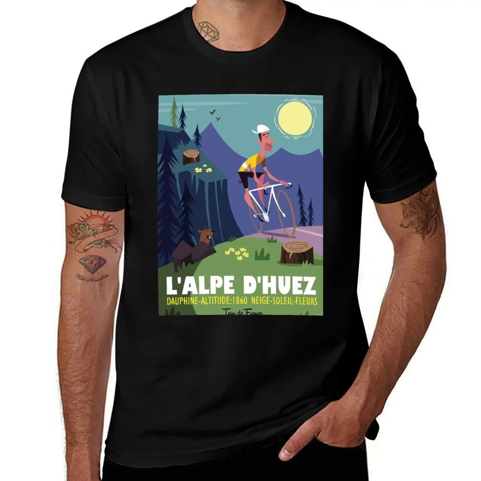 

Alpe d'Huez cycling poster T-Shirt t shirts for man cotton funny mens graphic t shirts T-Shirt