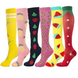 Factory direct sales new fruit pattern compression socks European and American sports elastic compression socks Amazon cross-...