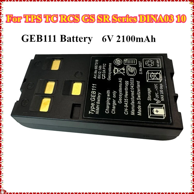 Battery GEB111 for TPS TC RCS GS SR Series DINA03 10 Electronic Level Surveying NI-MH 6V 2100mAh