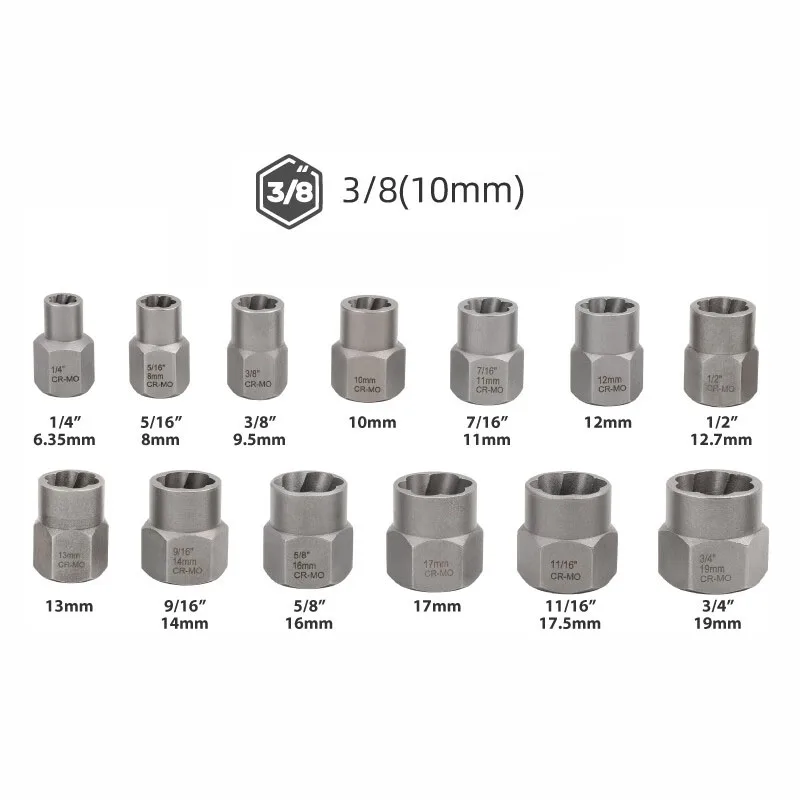 14pcs Damaged Screw Extractor Drill Bit Kit Broken Nut Extractor Bolt Remover Extractor Car Tools Set 6.35-19mm in Tool Box