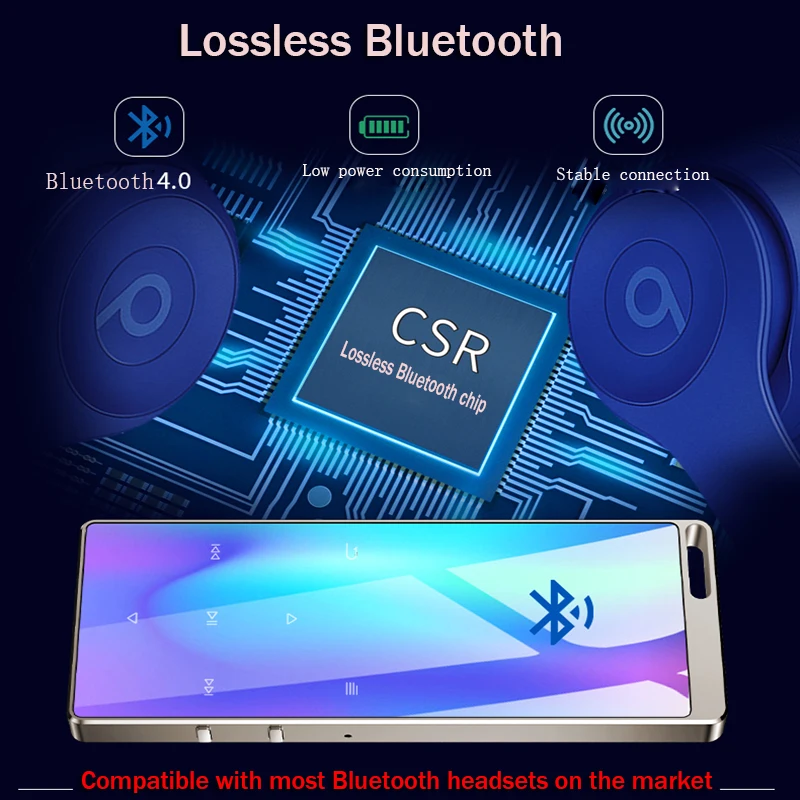 C15 Lossless Music Player with Bluetooth 16G Touch Key Touch Screen, Voice Recorder Pedometer Ebook FM Radio Player Metal