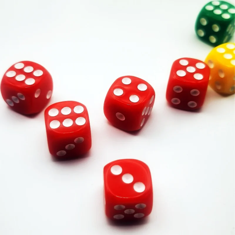10pc/lot D6 Dice 6 Faces Dice Casino Table Game Dice Acrylic Round Edge Dice D6 14mm Casino Dice