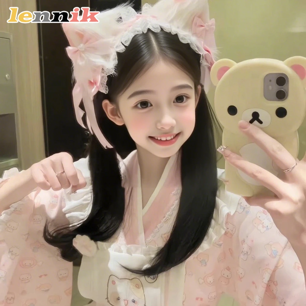 LENNIK Cat Ear Hair Clip & Headband Set, Women's Cosplay Lolita Maid Hair Accessory, Suitable for Comic Con, Masquerade & Party