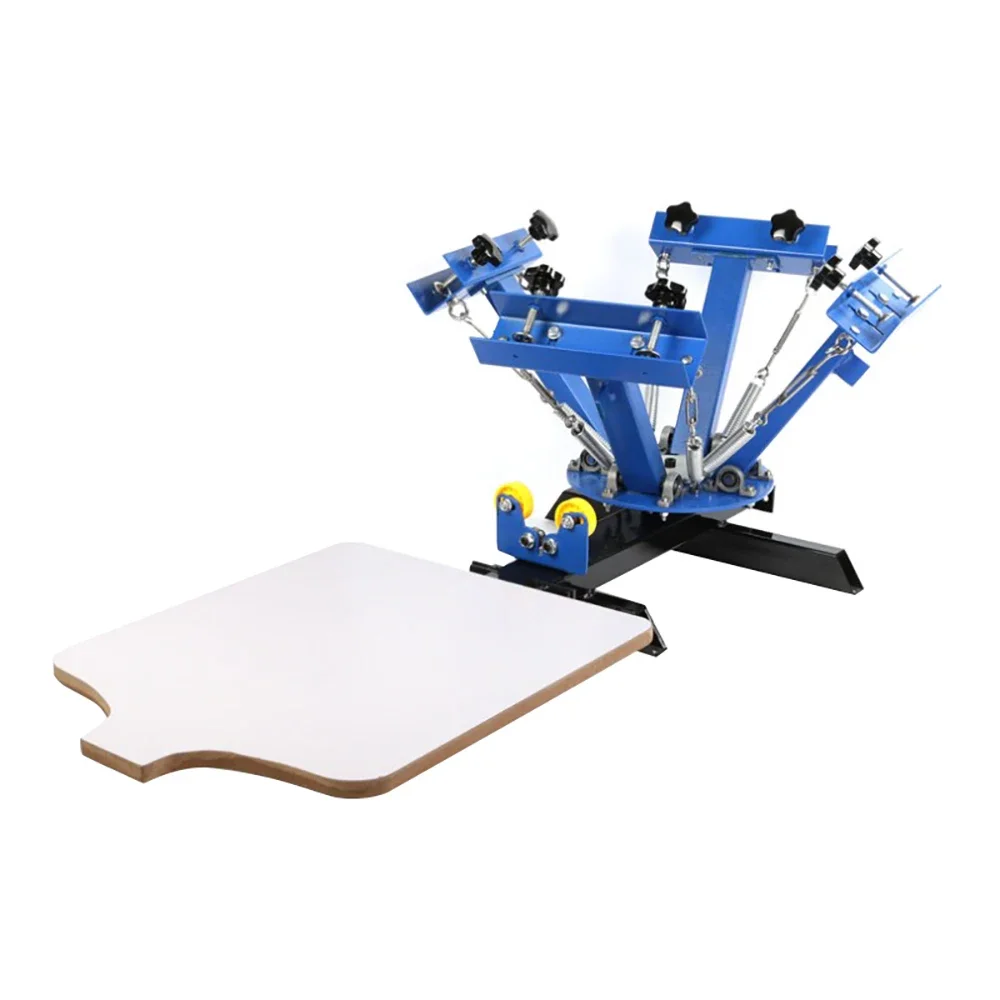 4 Color 1 Station Silk Screen Printing Machine 40*50CM T-shirt Press Making Carousel Printing Area