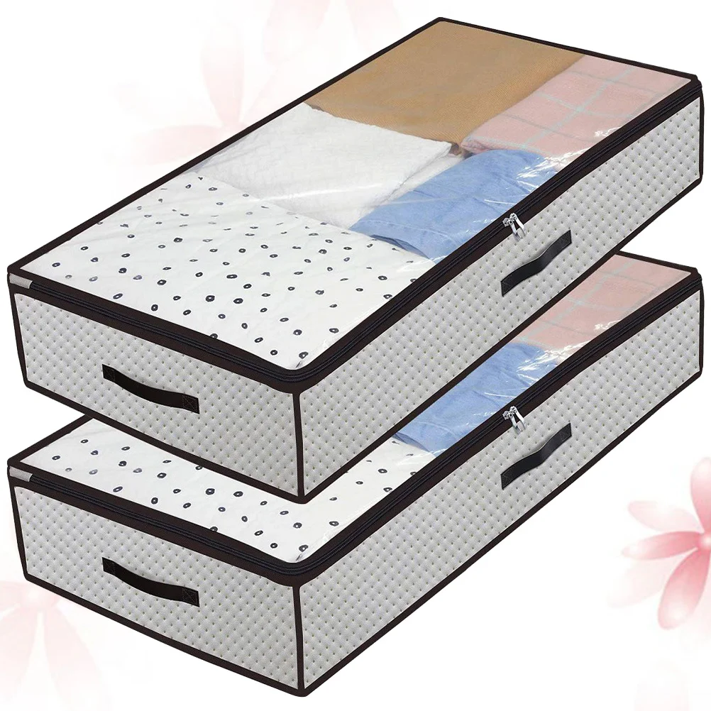 

2pcs Storage Box Thickened Non-Woven Fabric Large Capacity Window Design Home Storage Organizer For Clothes Quilts Moving