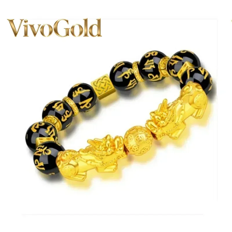 

VivoGold Высококачественный мужской браслет VivoGold из золота AU999 пробы с изображением дракона, 24-каратное настоящее золото, цепочка для часов, браслет на запястье, идеальный подарок для отца.