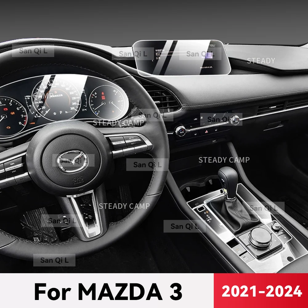 Transparent TPU For MAZDA 3 2021-2024 Car Center Console Media Dashboard Navigation Anti-scratch Protector Interior Film
