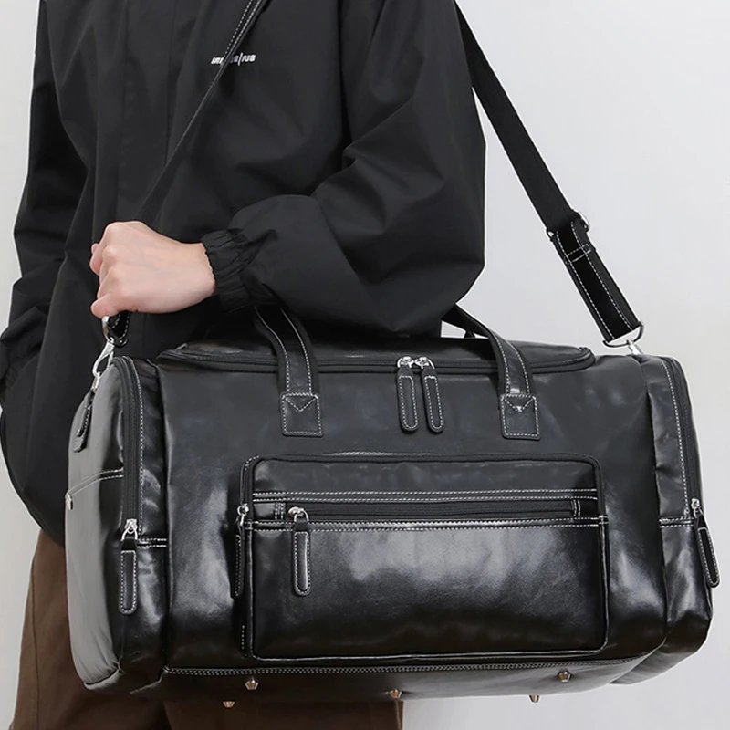 Sports Duffel Bag Gym Fitness Rivet Bag Oversized Capacity Business Travel Luggage Bag Hand-Held Single Shoulder Crossbody Bags