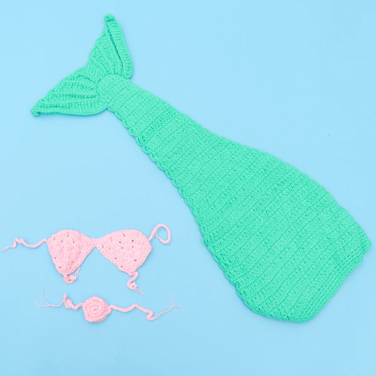 دعائم تصوير للأطفال، عصابة رأس كروشيه حورية البحر، ذيل حمالة صدر، جودة عالية، مريحة، متينة، سهلة الغسل، صورة رائعة #4