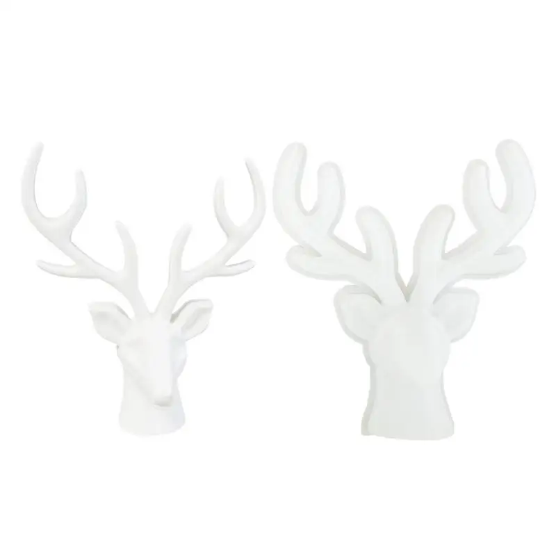 Deer Resin Mold Deer Head Christmas Plaster Molds 3D Deer Head Shape Cake Topper Mold Silicone Epoxy Resin Mould For Home Decor