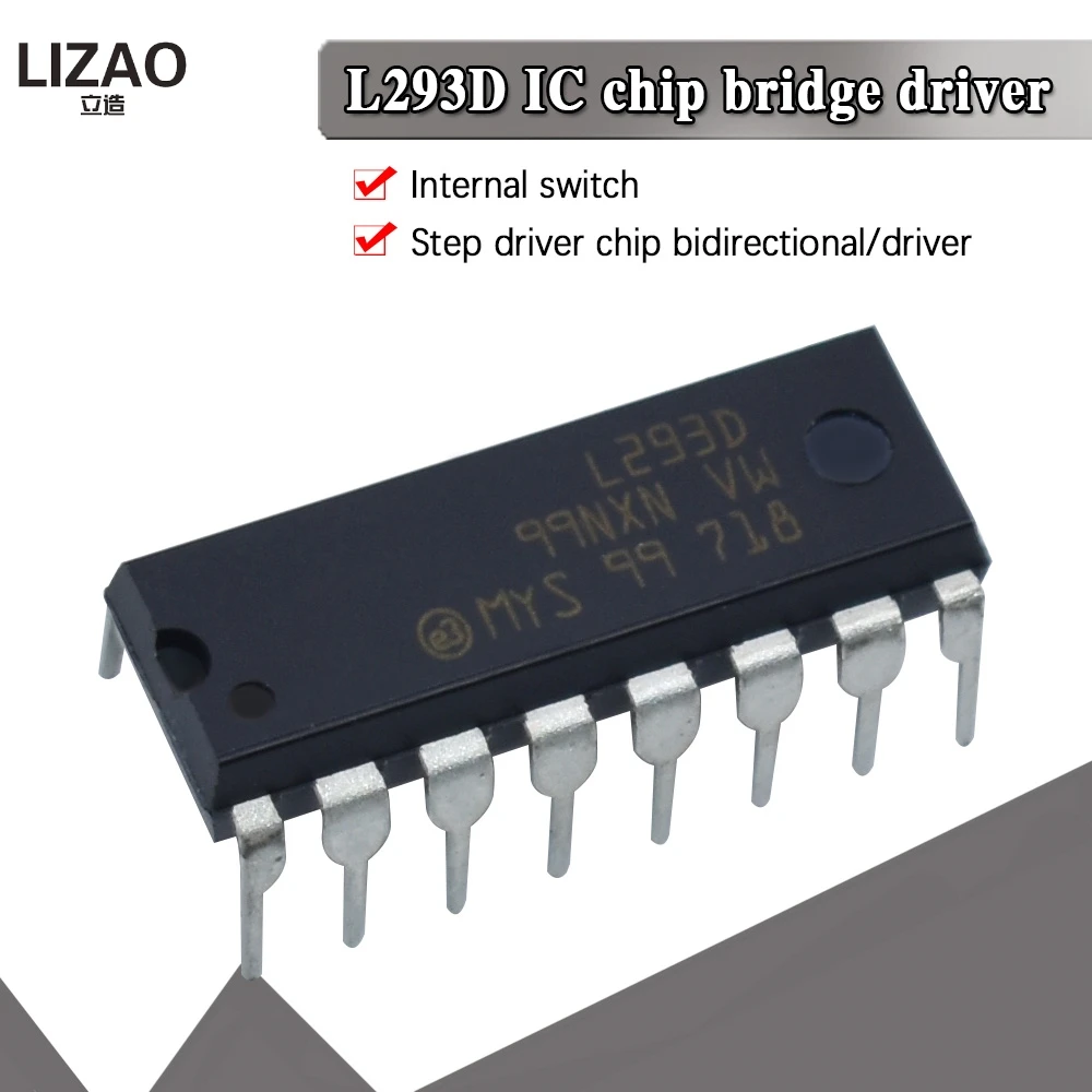 5PCS L293 L293D DIP16 IC Motor Driver Chip PAR Push Pull 4 Channel Module - Electronic Component for DIY Projects