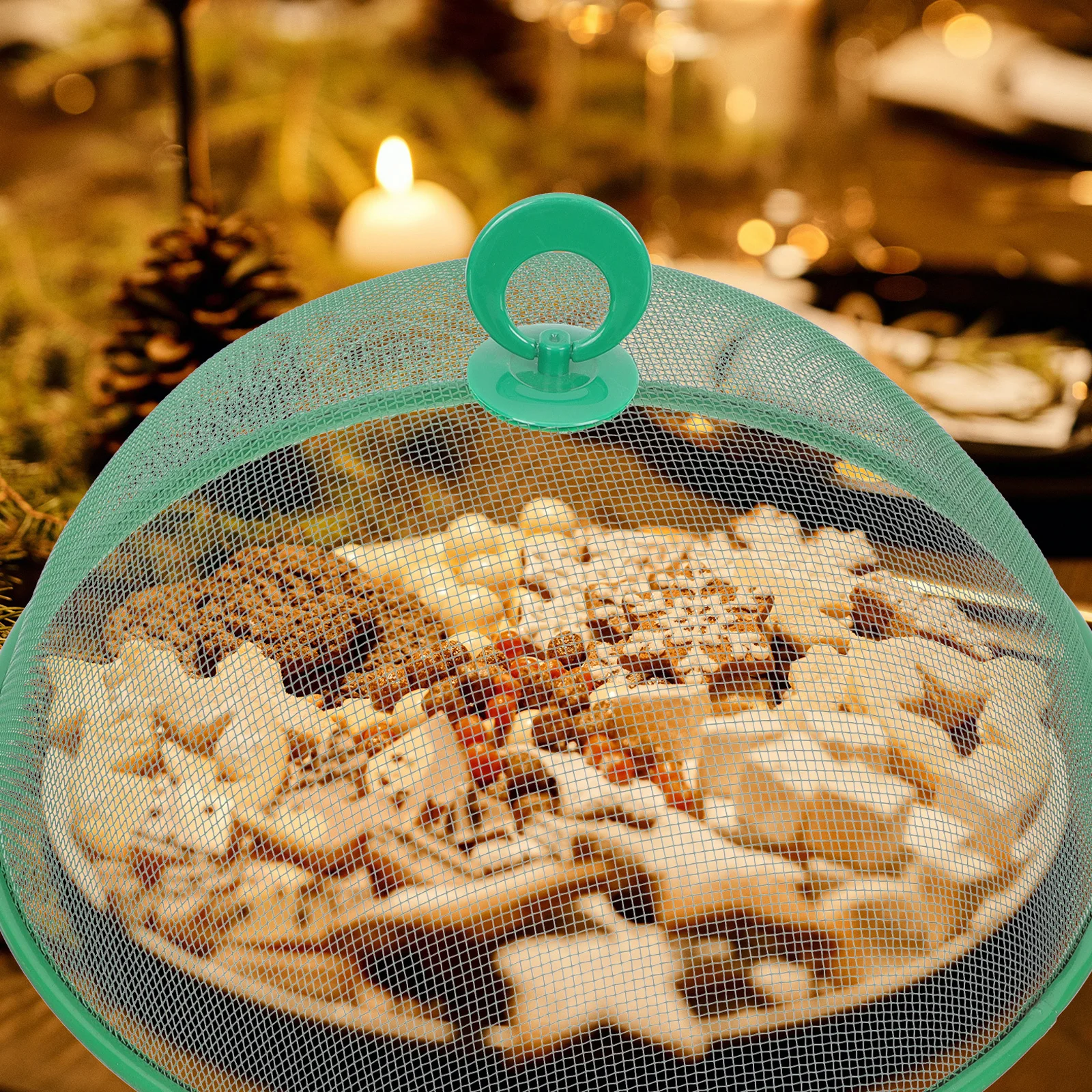 

Round Food Cover Tent Reusable Protective Dish Cover for Home Kitchen Restaurant Hotel Keeps Food Fresh and Clean Nonskid Handle