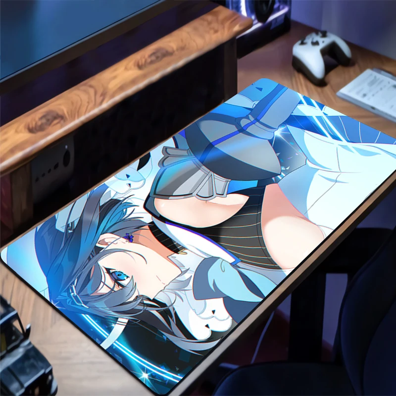 Mousepad Large Hololive Ouro Kronii Gaming Keyboard Gamer Mouse Pad on The Table Desk Mat coaster PC carpet HD Anime Mouse Mats