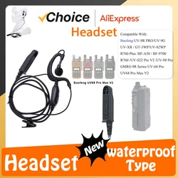 BAOFENG UV-9R Plus Walkie Talkie Headset UV68 Pro Max V2 Waterproof Earphone UV9R BF-A58 BF9700 Earpiece Mic Ham Radio Accessory