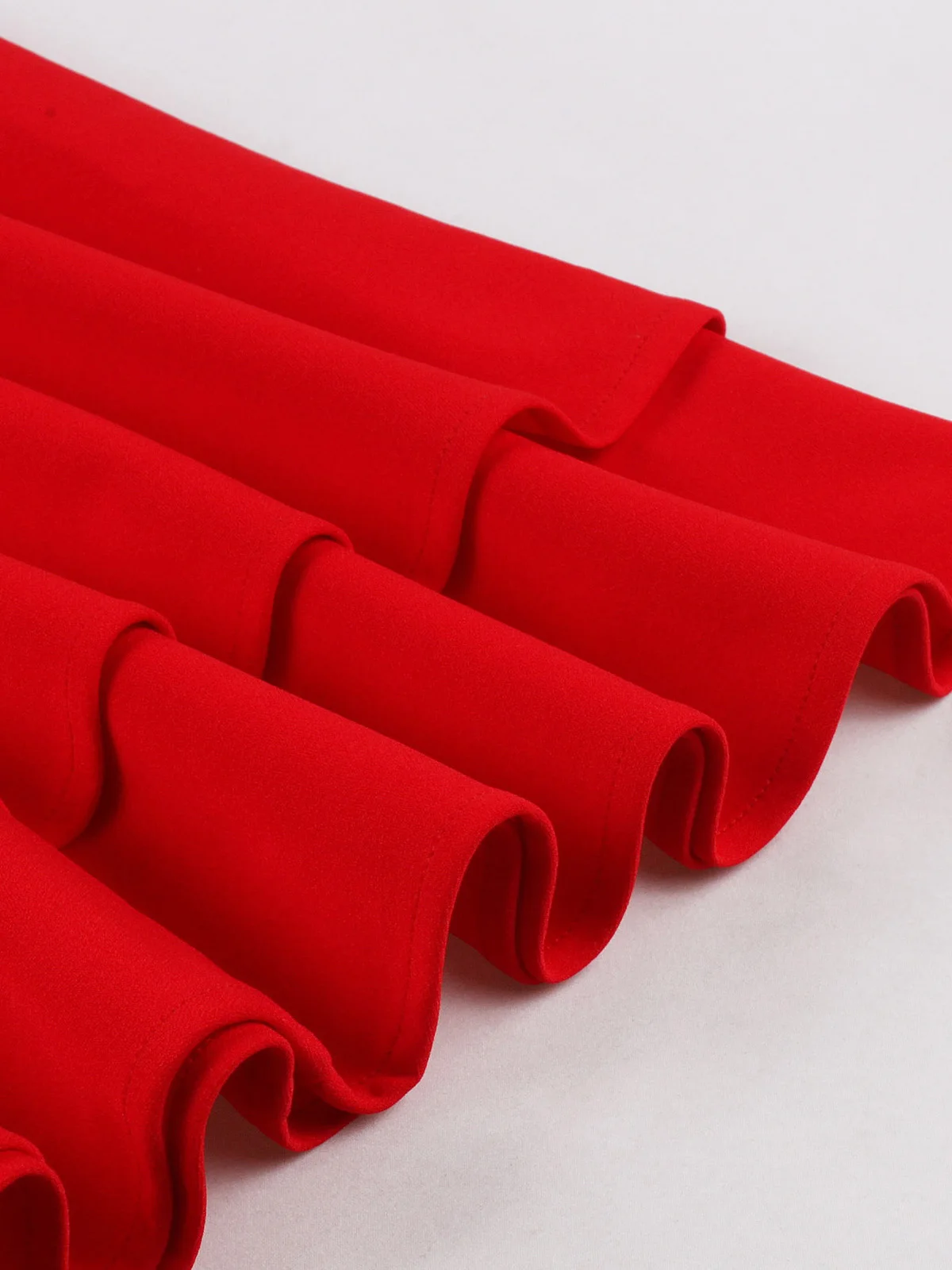 Tonval vermelho elegante cintura alta vintage roupas femininas pescoço quadrado gravata frente dupla camada bainha festa de aniversário vestidos de balanço