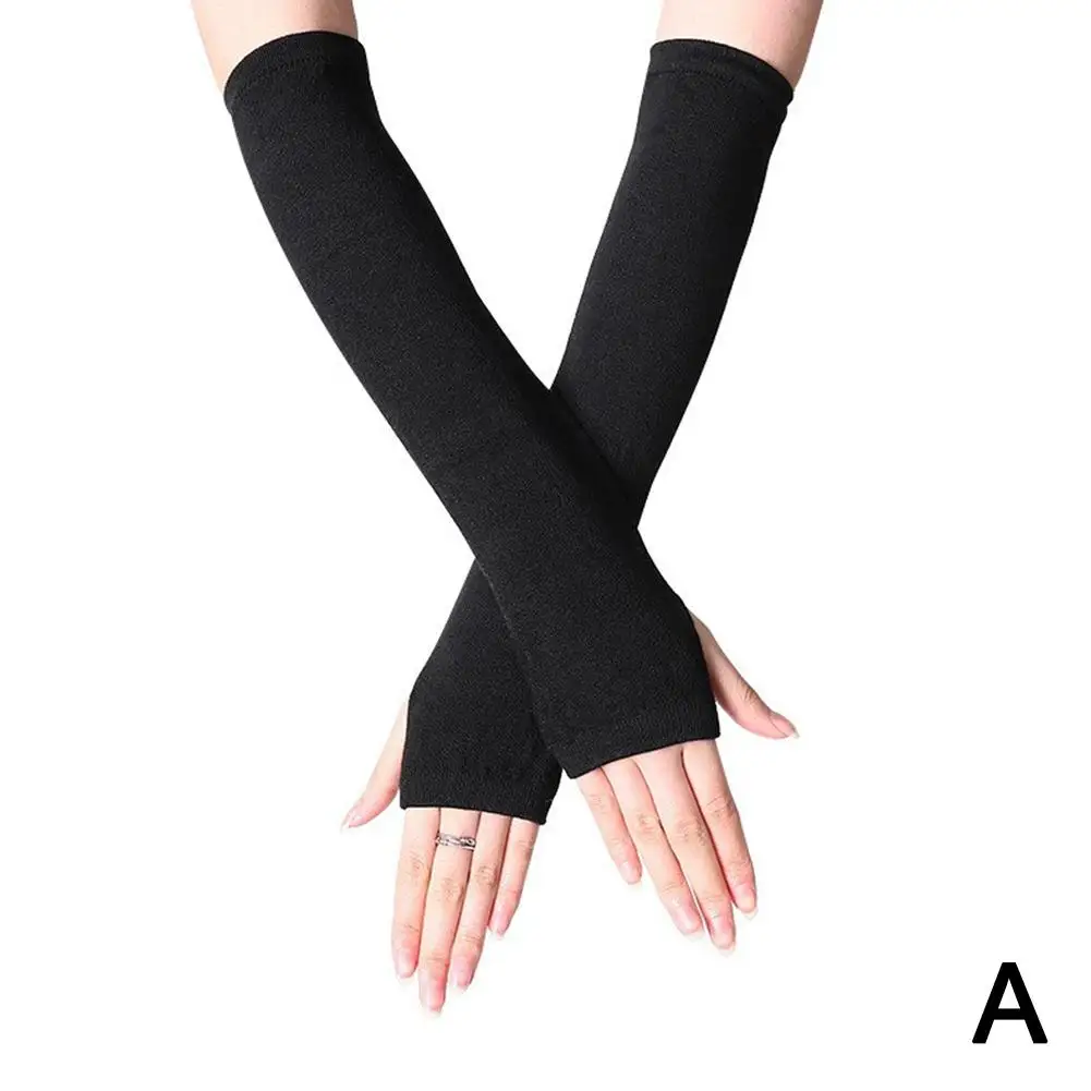 Gants à manches longues élastiques pour hommes et femmes, mitaines chaudes, mitaines d'extérieur, sans doigts, hip-hop, coude, chaud, bras, hiver, R2A9