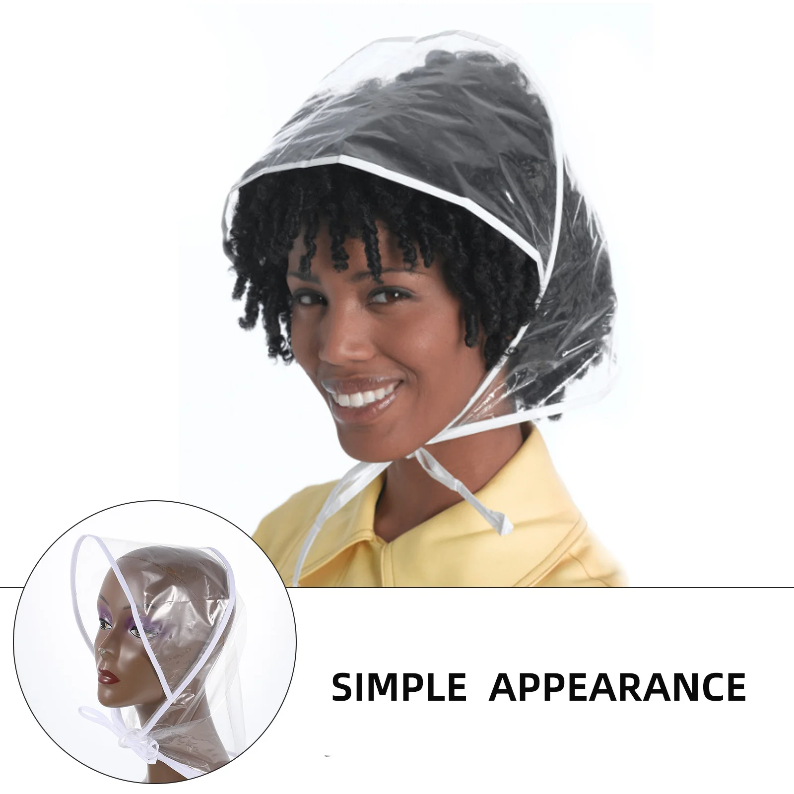 

5Pcs Transparent Rain Bonnet Waterproof Windproof Hat with Chin Strap for Sports Shopping Dog Walking All Weather